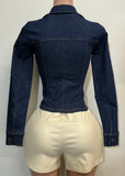NETTY DARK DENIM BUTTON DOWN LONG SLEEVE SHIRT