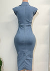 HALLIE LITE DENIM COLLARED NECK BUTTON DOWN STRETCH DRESS