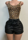 JEFFERSON BLACK FAUX LEATHER MINI SHORTS