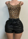 JEFFERSON BLACK FAUX LEATHER MINI SHORTS