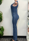 SILVERTON MID DENIM SLEEVELESS V-NECK JUMPSUIT
