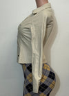EVE IVORY FAUX LEATHER BUTTON DOWN LONG SLEEVE BLOUSE