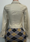 EVE IVORY FAUX LEATHER BUTTON DOWN LONG SLEEVE BLOUSE