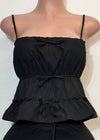 ALIANA BLACK SLEEVELESS SMOCKED CROP TOP