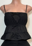 ALIANA BLACK SLEEVELESS SMOCKED CROP TOP