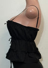 ALIANA BLACK SLEEVELESS SMOCKED CROP TOP