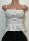 ALIANA WHITE SLEEVELESS SMOCKED CROP TOP