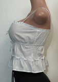 ALIANA WHITE SLEEVELESS SMOCKED CROP TOP