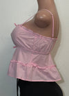 ALIANA PINK SLEEVELESS SMOCKED CROP TOP