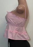 ALIANA PINK SLEEVELESS SMOCKED CROP TOP