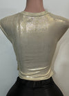 ROWYN SHINY GOLD SHORT SLEEVE ASYMMETRIC BLOUSE