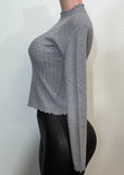 MALIA SILVER RHINESTONE LONG SLEEVE HIGH NECK SWEATER TOP