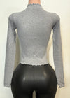 MALIA SILVER RHINESTONE LONG SLEEVE HIGH NECK SWEATER TOP
