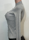 MALIA SILVER PEARLS PATTERN LONG SLEEVE HIGH NECK SWEATER TOP