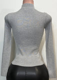 MALIA SILVER PEARLS PATTERN LONG SLEEVE HIGH NECK SWEATER TOP