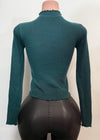 MALIA DARK GREEN RHINESTONE LONG SLEEVE HIGH NECK SWEATER TOP