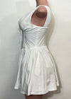 BROOKE WHITE V-NECK PLEATED MINI DRESS