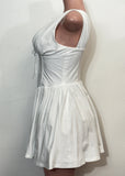BROOKE WHITE V-NECK PLEATED MINI DRESS