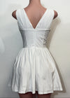 BROOKE WHITE V-NECK PLEATED MINI DRESS