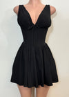 BROOKE BACK V-NECK PLEATED MINI DRESS
