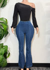 PALMER DARK BLUE HIGH WAISTED DENIM JEANS
