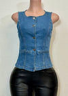 ALAIA STRETCH DENIM BLOUSE/VEST