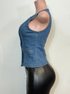 ALAIA STRETCH DENIM BLOUSE/VEST