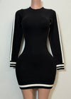 GENEVY BLACK CONTRAST HEM RIB SWEATER DRESS