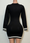 GENEVY BLACK CONTRAST HEM RIB SWEATER DRESS
