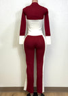 ELOWIN BURGUNDY & WHITE COLORBLOCK  SET