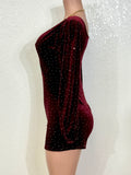 ADHARA BURGUNDY RHINESTONE EMBELLISHED ROMPER