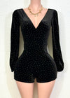 ADHARA BLACK RHINESTONE EMBELLISHED ROMPER