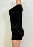 ADHARA BLACK RHINESTONE EMBELLISHED ROMPER