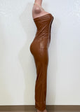 SCOTTIE BROWN FAUX LEATHER JUMPSUIT