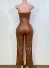 SCOTTIE BROWN FAUX LEATHER JUMPSUIT
