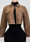 AITANA BROWN ZIP-UP FAUX SUEDE JACKET