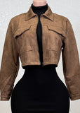 AITANA BROWN ZIP-UP FAUX SUEDE JACKET