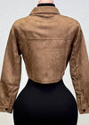 AITANA BROWN ZIP-UP FAUX SUEDE JACKET