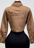 AITANA BROWN ZIP-UP FAUX SUEDE JACKET