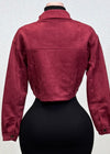 AITANA BURGUNDY ZIP-UP FAUX SUEDE JACKET