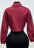 AITANA BURGUNDY ZIP-UP FAUX SUEDE JACKET