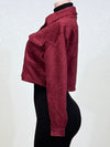 AITANA BURGUNDY ZIP-UP FAUX SUEDE JACKET
