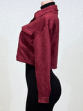 AITANA BURGUNDY ZIP-UP FAUX SUEDE JACKET