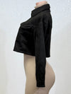 AITANA BLACK ZIP-UP FAUX SUEDE JACKET