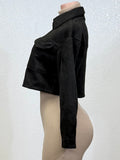 AITANA BLACK ZIP-UP FAUX SUEDE JACKET
