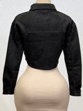AITANA BLACK ZIP-UP FAUX SUEDE JACKET