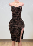 JOSIE ZEBRA PRINT STRAPLESS BODYCON MINI DRESS