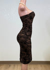 JOSIE ZEBRA PRINT STRAPLESS BODYCON MINI DRESS
