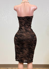 JOSIE ZEBRA PRINT STRAPLESS BODYCON MINI DRESS