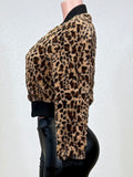 JUPITER ANIMAL PRINT CONTRAST RIBBING BOMBER JACKET